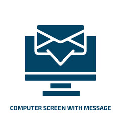 Poster - computer screen with message vector icon. computer screen with message, computer, screen filled icons from flat communication and media concept. Isolated black glyph icon, vector illustration symbol