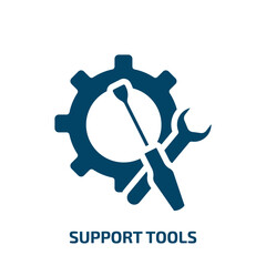 Wall Mural - support tools vector icon. support tools, wrench, service filled icons from flat support concept. Isolated black glyph icon, vector illustration symbol element for web design and mobile apps