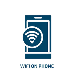 Poster - wifi on phone vector icon. wifi on phone, communication, wifi filled icons from flat ways to contact us concept. Isolated black glyph icon, vector illustration symbol element for web design and mobile