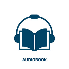 Poster - audiobook vector icon. audiobook, book, library filled icons from flat online learning concept. Isolated black glyph icon, vector illustration symbol element for web design and mobile apps