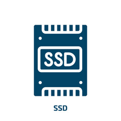 Poster - ssd vector icon. ssd, data, computer filled icons from flat hardware concept. Isolated black glyph icon, vector illustration symbol element for web design and mobile apps