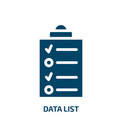 Poster - data list vector icon. data list, data, business filled icons from flat data organization concept. Isolated black glyph icon, vector illustration symbol element for web design and mobile apps