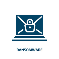 Poster - ransomware vector icon. ransomware, data, security filled icons from flat cyber crimes concept. Isolated black glyph icon, vector illustration symbol element for web design and mobile apps