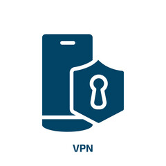 Poster - vpn vector icon. vpn, data, connection filled icons from flat electronics concept. Isolated black glyph icon, vector illustration symbol element for web design and mobile apps