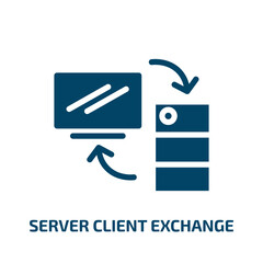 Poster - server client exchange vector icon. server client exchange, data, storage filled icons from flat computer and media concept. Isolated black glyph icon, vector illustration symbol element for web