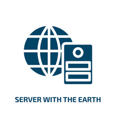 Poster - server with the earth vector icon. server with the earth, network, technology filled icons from flat computer and media concept. Isolated black glyph icon, vector illustration symbol element for web