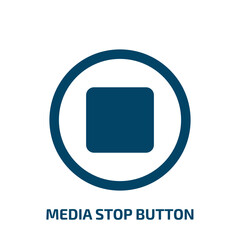 Poster - media stop button vector icon. media stop button, play, button filled icons from flat computer and media concept. Isolated black glyph icon, vector illustration symbol element for web design and
