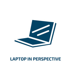 Poster - laptop in perspective vector icon. laptop in perspective, computer, perspective filled icons from flat modern screen concept. Isolated black glyph icon, vector illustration symbol element for web