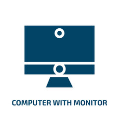 Poster - computer with monitor vector icon. computer with monitor, computer, monitor filled icons from flat modern screen concept. Isolated black glyph icon, vector illustration symbol element for web design