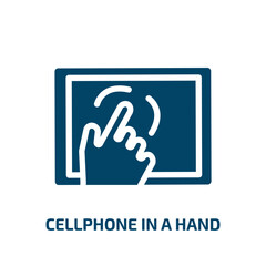 Poster - cellphone in a hand vector icon. cellphone in a hand, smartphone, screen filled icons from flat modern screen concept. Isolated black glyph icon, vector illustration symbol element for web design and