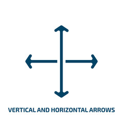 Poster - vertical and horizontal arrows vector icon. vertical and horizontal arrows, arrow, upload filled icons from flat cursors and pointers concept. Isolated black glyph icon, vector illustration symbol
