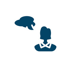 Poster - silhouette with speech bubble vector icon. silhouette with speech bubble, speech, communication filled icons from flat computer and media concept. Isolated black glyph icon, vector illustration symbol