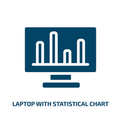 Poster - laptop with statistical chart vector icon. laptop with statistical chart, infographic, laptop filled icons from flat computer and media concept. Isolated black glyph icon, vector illustration symbol
