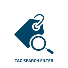 Poster - tag search filter vector icon. tag search filter, search, filter filled icons from flat computer and media concept. Isolated black glyph icon, vector illustration symbol element for web design and