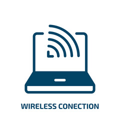 Poster - wireless conection vector icon. wireless conection, electronic, communication filled icons from flat material devices concept. Isolated black glyph icon, vector illustration symbol element for web