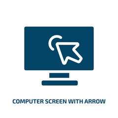 Poster - computer screen with arrow vector icon. computer screen with arrow, arrow, computer filled icons from flat computer and media concept. Isolated black glyph icon, vector illustration symbol element for