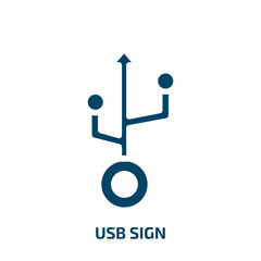 Poster - usb sign vector icon. usb sign, computer, phone filled icons from flat material devices concept. Isolated black glyph icon, vector illustration symbol element for web design and mobile apps