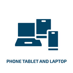 Fototapete - phone tablet and laptop vector icon. phone tablet and laptop, smartphone, screen filled icons from flat responsive web concept. Isolated black glyph icon, vector illustration symbol element for web