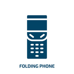 Poster - folding phone vector icon. folding phone, navigation, pin filled icons from flat electronic devices fill concept. Isolated black glyph icon, vector illustration symbol element for web design and