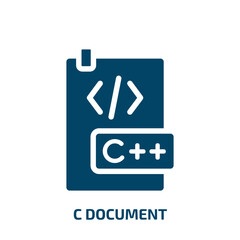 Poster - c document vector icon. c document, document, c filled icons from flat programming line craft concept. Isolated black glyph icon, vector illustration symbol element for web design and mobile apps