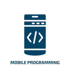 Aufkleber - mobile programming vector icon. mobile programming, seo, programming filled icons from flat programming line craft concept. Isolated black glyph icon, vector illustration symbol element for web design