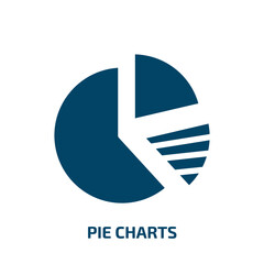 Poster - pie charts vector icon. pie charts, infographic, chart filled icons from flat design tools concept. Isolated black glyph icon, vector illustration symbol element for web design and mobile apps