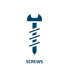 Poster - screws vector icon. screws, screw, steel filled icons from flat construction concept. Isolated black glyph icon, vector illustration symbol element for web design and mobile apps