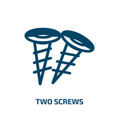 Poster - two screws vector icon. two screws, repair, steel filled icons from flat constructicons concept. Isolated black glyph icon, vector illustration symbol element for web design and mobile apps