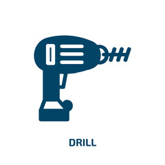 Poster - drill vector icon. drill, industrial, hammer filled icons from flat do it yourself concept. Isolated black glyph icon, vector illustration symbol element for web design and mobile apps