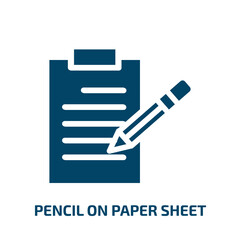 Poster - pencil on paper sheet vector icon. pencil on paper sheet, document, paper filled icons from flat hand drawn construction concept. Isolated black glyph icon, vector illustration symbol element for web
