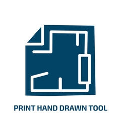 Poster - blueprint hand drawn tool vector icon. blueprint hand drawn tool, construction, engineering filled icons from flat hand drawn construction concept. Isolated black glyph icon, vector illustration