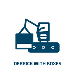 Poster - derrick with boxes vector icon. derrick with boxes, box, derrick filled icons from flat constructicons concept. Isolated black glyph icon, vector illustration symbol element for web design and mobile