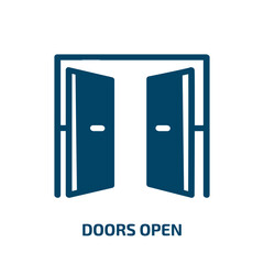 Poster - doors open vector icon. doors open, door, open filled icons from flat constructicons concept. Isolated black glyph icon, vector illustration symbol element for web design and mobile apps