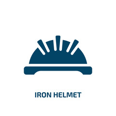 Poster - iron helmet vector icon. iron helmet, steel, metal filled icons from flat tools and machinery concept. Isolated black glyph icon, vector illustration symbol element for web design and mobile apps