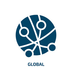 Aufkleber - global vector icon. global, technology, computer filled icons from flat concept. Isolated black glyph icon, vector illustration symbol element for web design and mobile apps