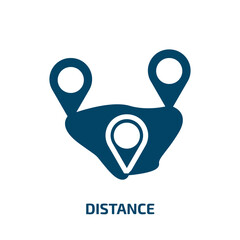 Poster - distance vector icon. distance, vector, travel filled icons from flat concept. Isolated black glyph icon, vector illustration symbol element for web design and mobile apps