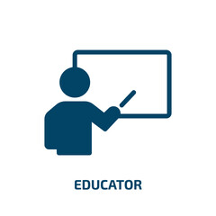 Poster - educator vector icon. educator, education, school filled icons from flat kindergarten concept. Isolated black glyph icon, vector illustration symbol element for web design and mobile apps