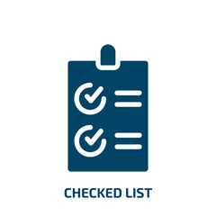 Poster - checked list vector icon. checked list, note, clipboard filled icons from flat health concept. Isolated black glyph icon, vector illustration symbol element for web design and mobile apps