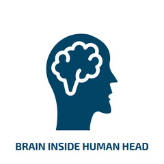 Poster - brain inside human head vector icon. brain inside human head, head, human filled icons from flat body parts concept. Isolated black glyph icon, vector illustration symbol element for web design and