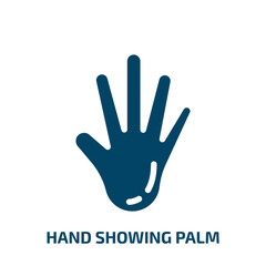 Poster - hand showing palm vector icon. hand showing palm, hand, showing filled icons from flat body parts concept. Isolated black glyph icon, vector illustration symbol element for web design and mobile apps