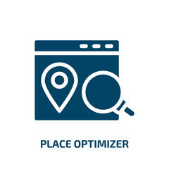 Poster - place optimizer vector icon. place optimizer, optimization, technology filled icons from flat marketing and seo concept. Isolated black glyph icon, vector illustration symbol element for web design