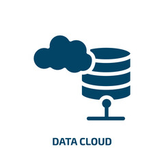 Poster - data cloud vector icon. data cloud, data, cloud filled icons from flat marketing and seo concept. Isolated black glyph icon, vector illustration symbol element for web design and mobile apps