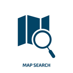 Poster - map search vector icon. map search, navigation, pin filled icons from flat general concept. Isolated black glyph icon, vector illustration symbol element for web design and mobile apps