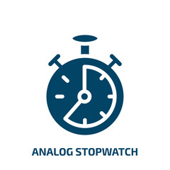 Poster - analog stopwatch vector icon. analog stopwatch, clock, circle filled icons from flat general concept. Isolated black glyph icon, vector illustration symbol element for web design and mobile apps