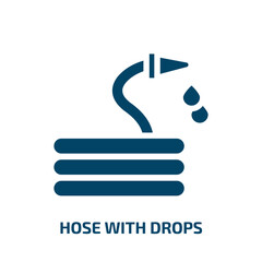 Wall Mural - hose with drops vector icon. hose with drops, drop, hose filled icons from flat general concept. Isolated black glyph icon, vector illustration symbol element for web design and mobile apps