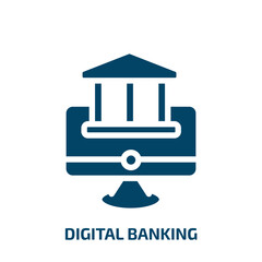 Poster - digital banking vector icon. digital banking, bank, digital filled icons from flat general concept. Isolated black glyph icon, vector illustration symbol element for web design and mobile apps