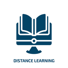 Poster - distance learning vector icon. distance learning, education, distance filled icons from flat general concept. Isolated black glyph icon, vector illustration symbol element for web design and mobile