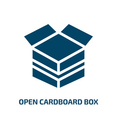 Poster - open cardboard box vector icon. open cardboard box, carton, parcel filled icons from flat boxes concept. Isolated black glyph icon, vector illustration symbol element for web design and mobile apps