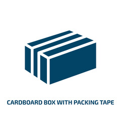 Poster - cardboard box with packing tape vector icon. cardboard box with packing tape, freight, box filled icons from flat boxes concept. Isolated black glyph icon, vector illustration symbol element for web
