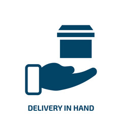 Poster - delivery in hand vector icon. delivery in hand, delivery, hand filled icons from flat lineal logistic concept. Isolated black glyph icon, vector illustration symbol element for web design and mobile